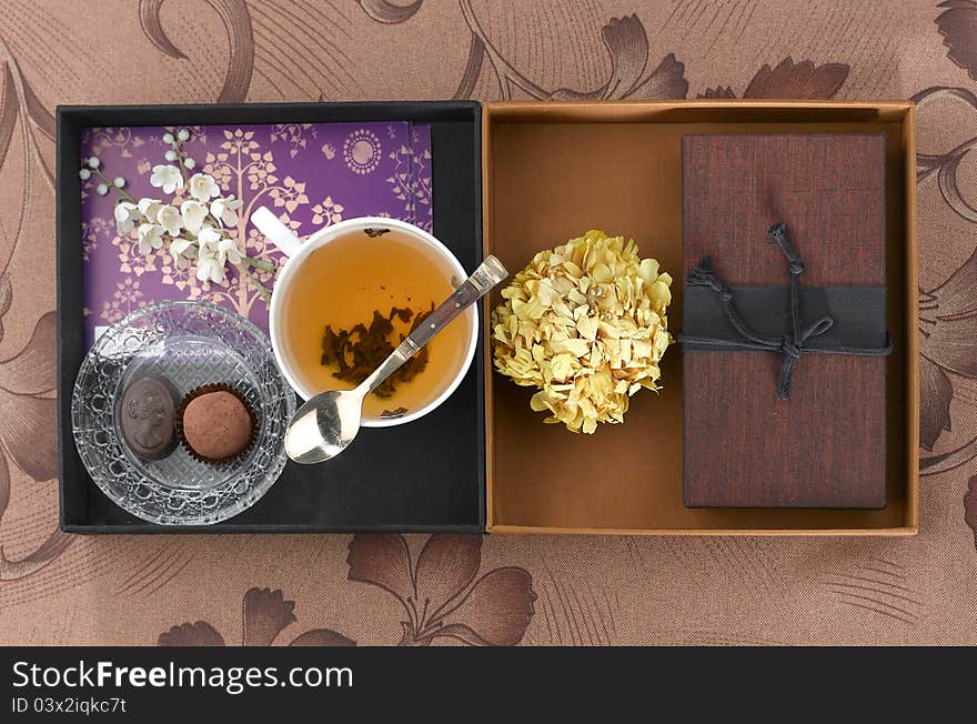 Decoration Box Tea Cup Chocolate And Brown Box