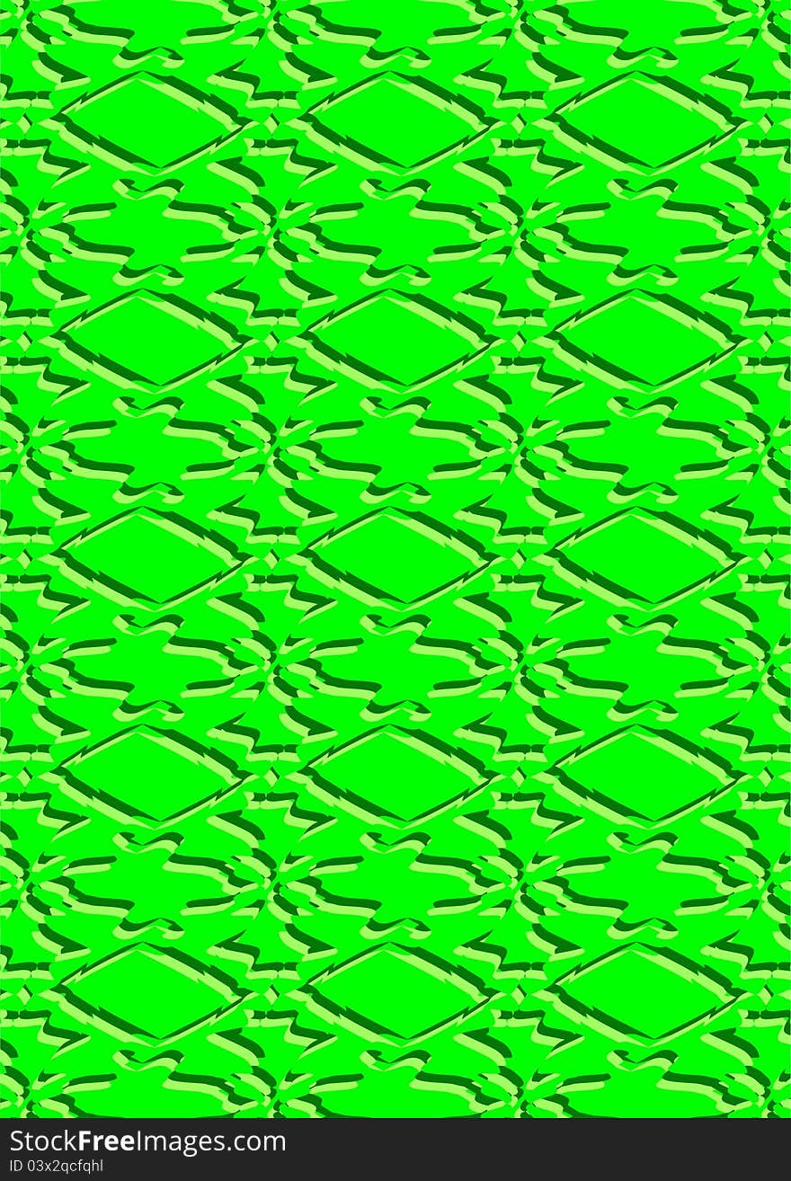 Tracery in the form of a wavy abstract line on green background. Tracery in the form of a wavy abstract line on green background.