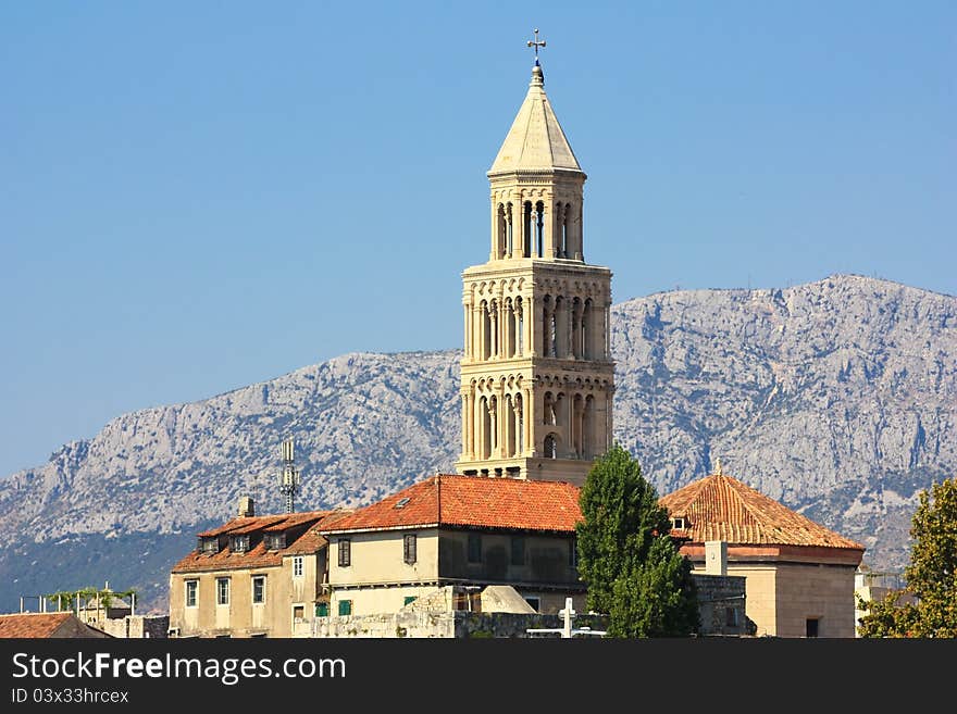 Bell tower in Split, Croatia, Dalmatia. Bell tower in Split, Croatia, Dalmatia