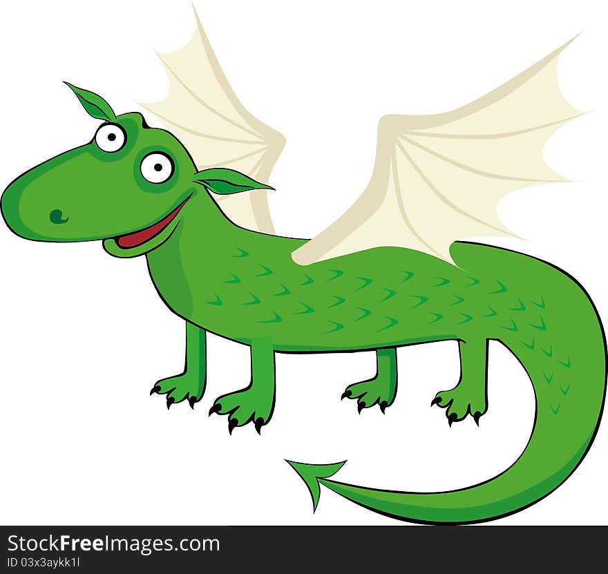 Green dragon with wings and a tail. Green dragon with wings and a tail