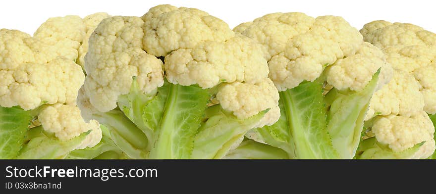 Heads of cauliflower on a white background. Heads of cauliflower on a white background