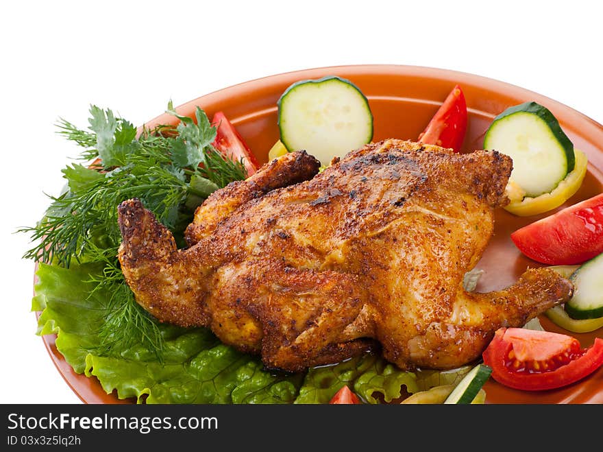 Fresh Grilled Whole Chicken With Vegetables