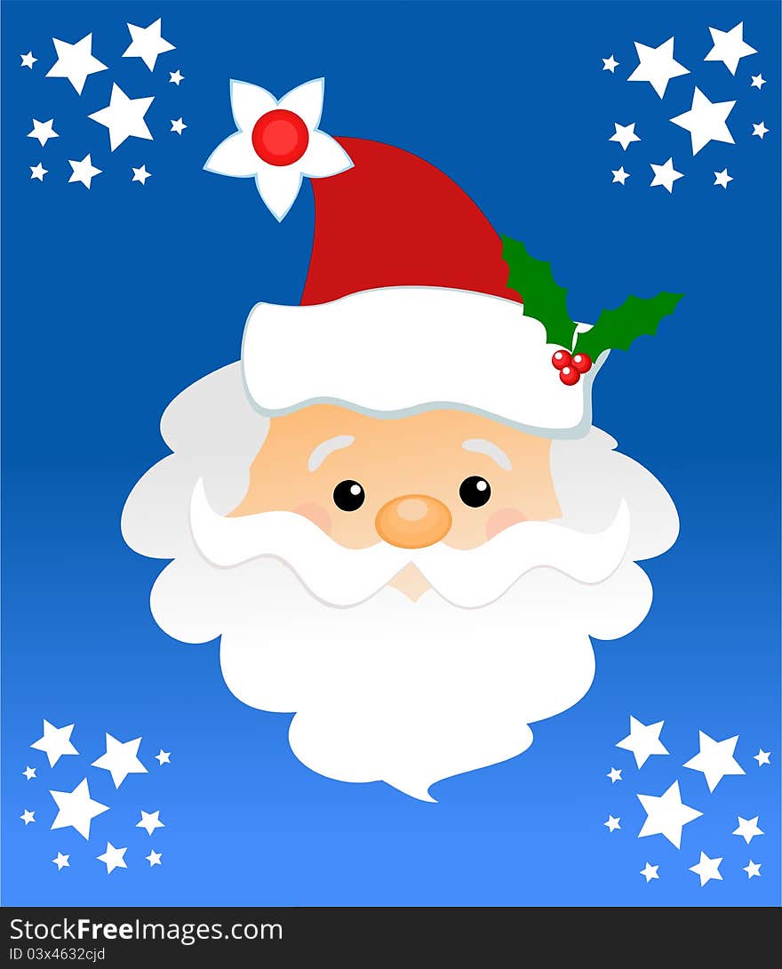 Santa Claus on a blue background, great for greeting cards.