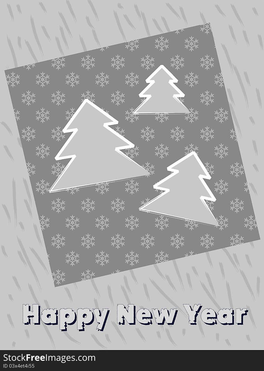 New Year card in silver. New Year card in silver