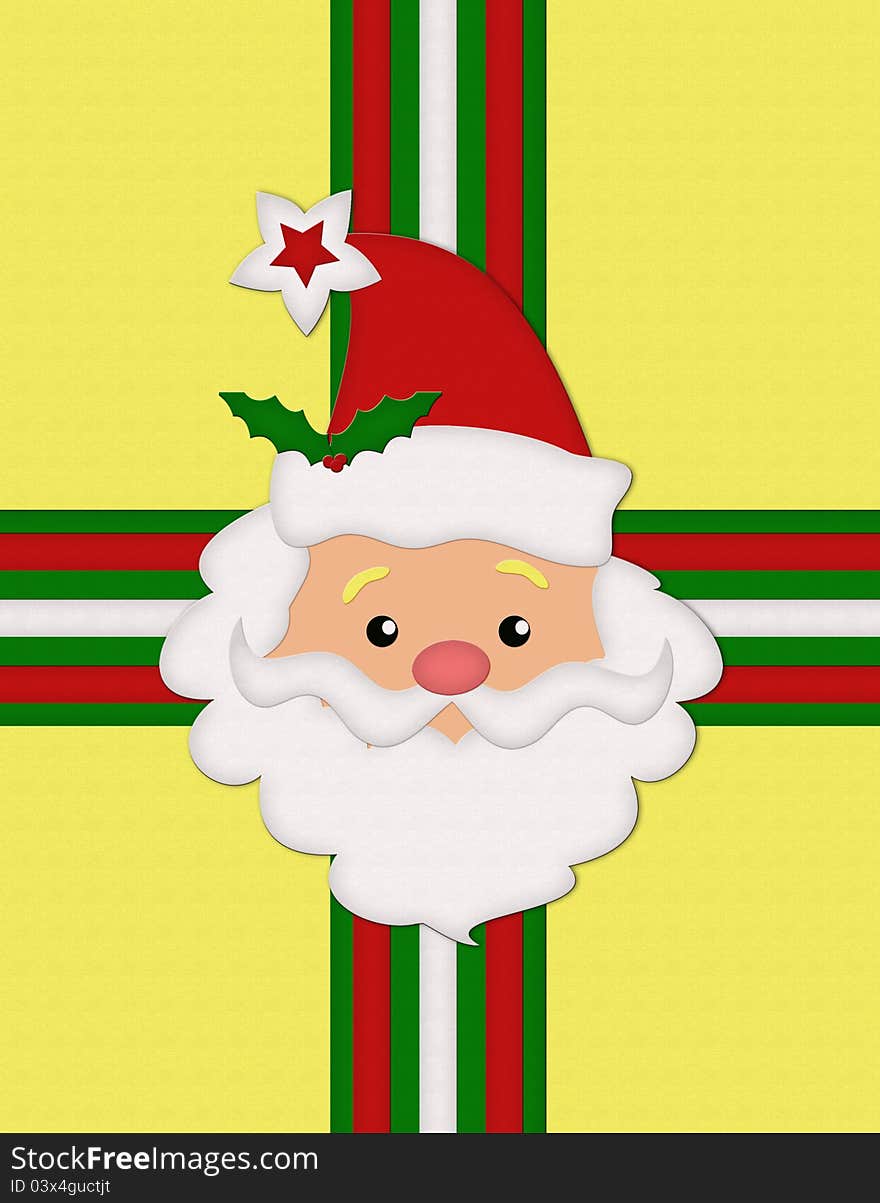 Santa Claus on a yellow background, great for greeting cards.