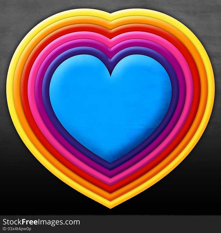 Illustration of a heart with rainbow colors. Illustration of a heart with rainbow colors