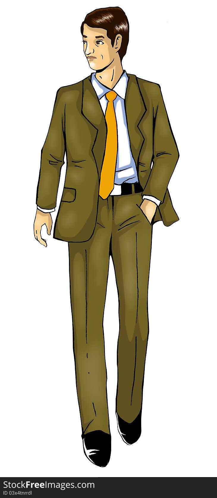 A man in a suit, tracing path included. A man in a suit, tracing path included