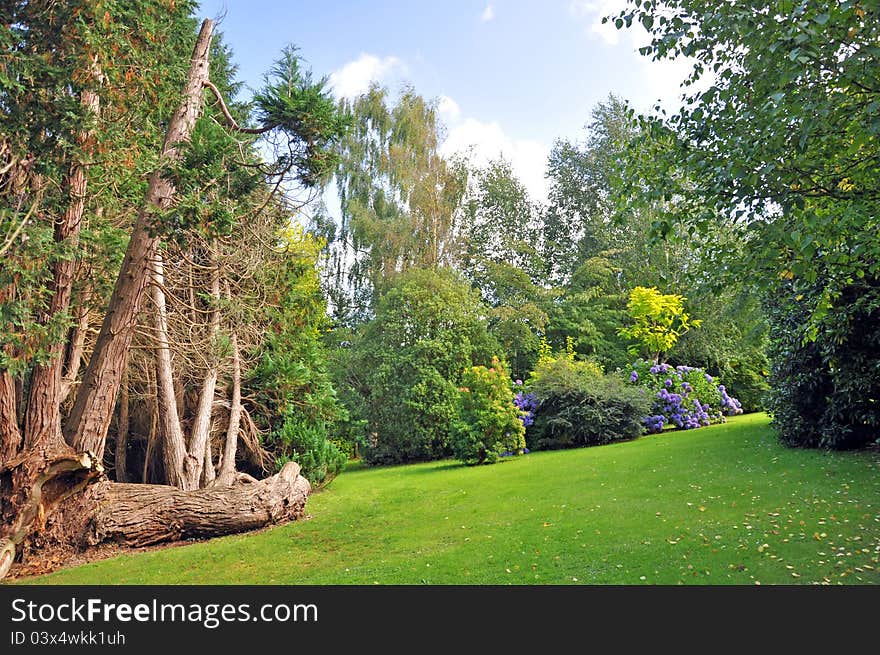 The parkland garden of a large english country house