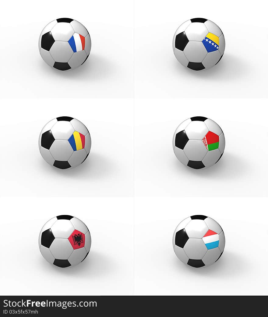 Euro 2012, soccer ball with flag - Group C - France, Bosnia and Herzegovina, Romania, Belarus, Albania, Luxembourg. Euro 2012, soccer ball with flag - Group C - France, Bosnia and Herzegovina, Romania, Belarus, Albania, Luxembourg