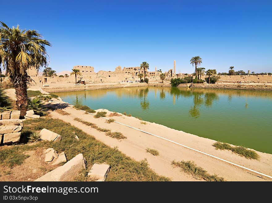 Sacred lake in Temple of Karnak, Egypt