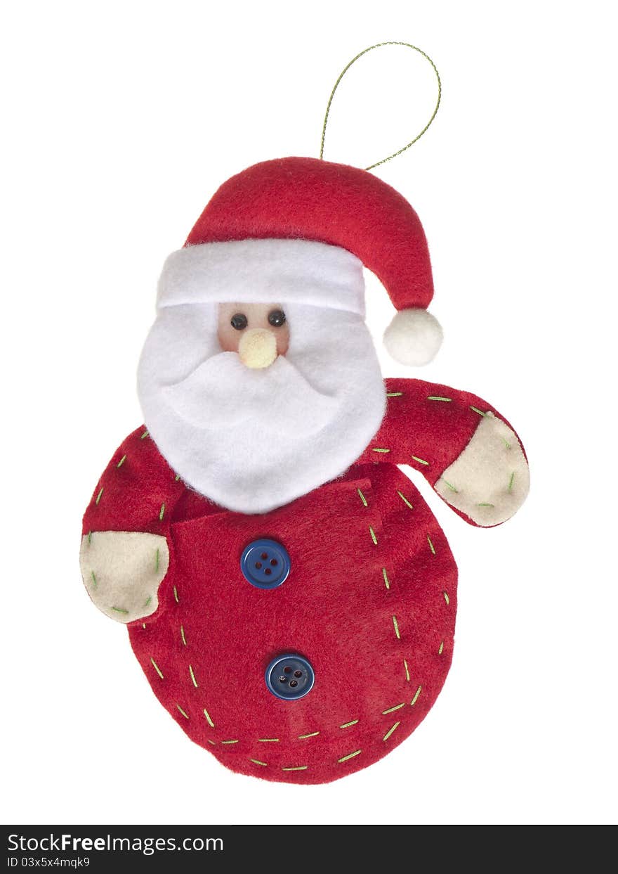 Santa Claus Christmas tree ornament on white