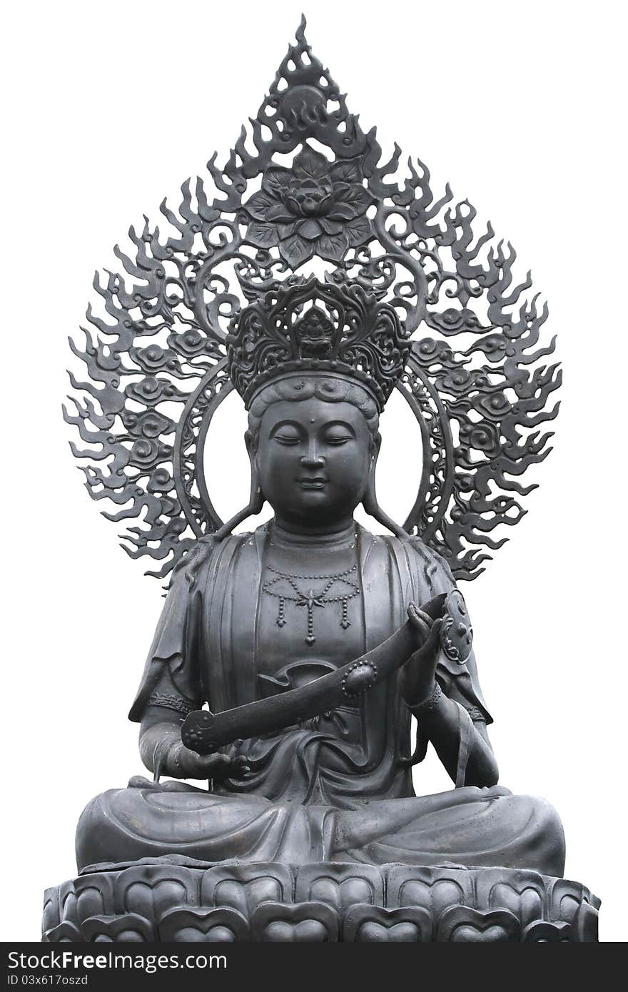 Metal Buddha Statue In Chinese Temple