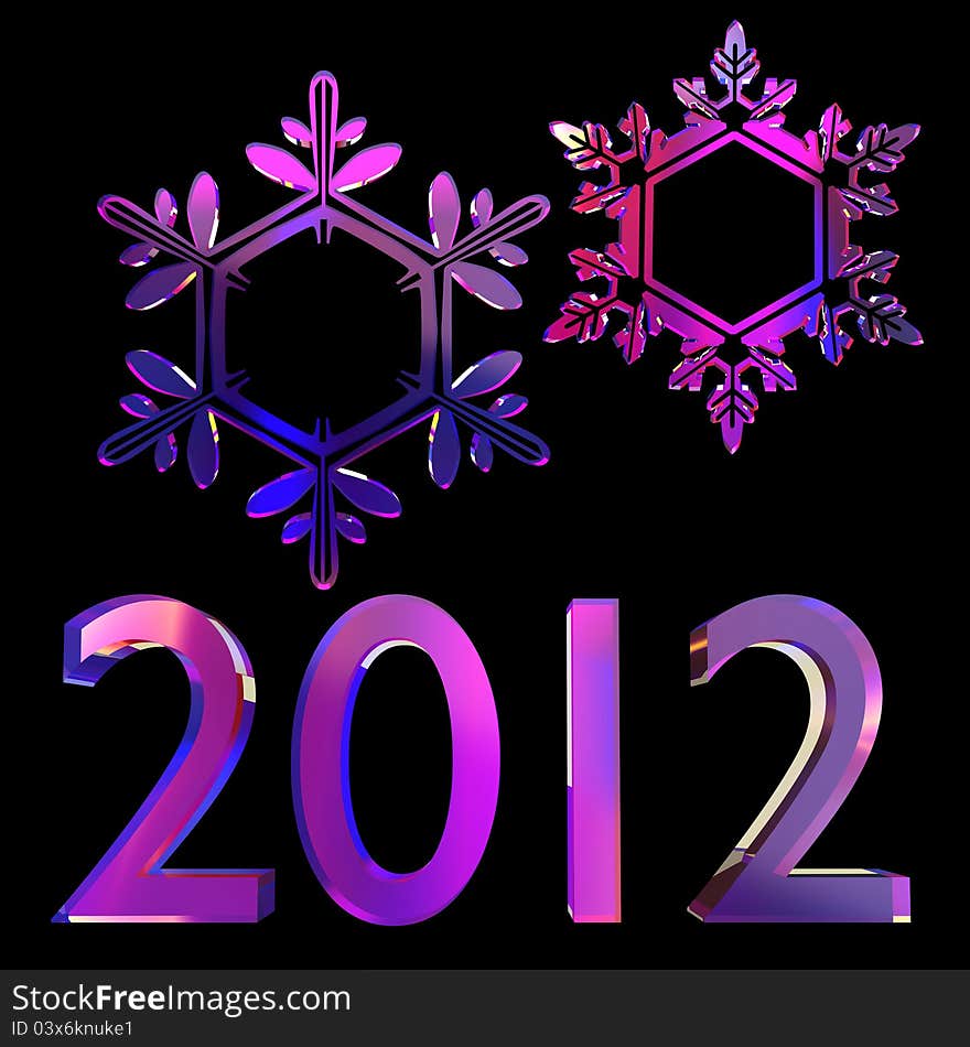 New year 3d set on tthe black background