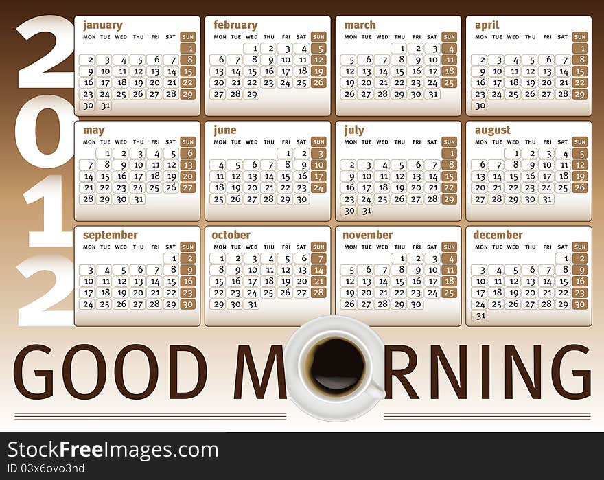 Coffee cup calendar 2012