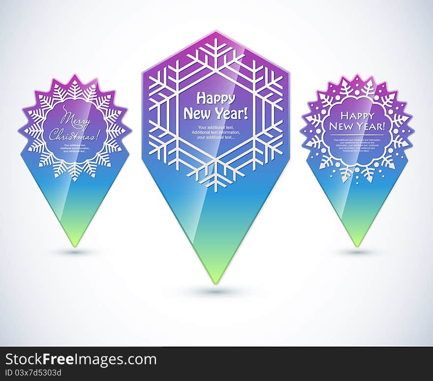 Festive labels form Christmas ornaments. Vector elements for design. Festive labels form Christmas ornaments. Vector elements for design