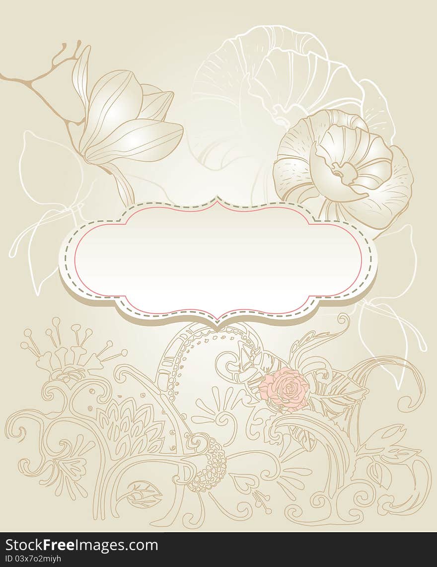 Vintage style background with flowers.