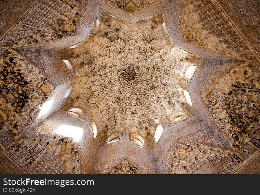 Ceiling in the Nazaríes Palaces in Alhambra