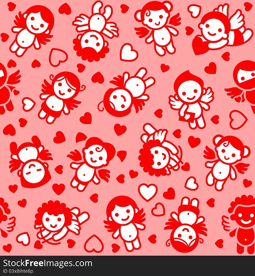 Cupids set, red icons