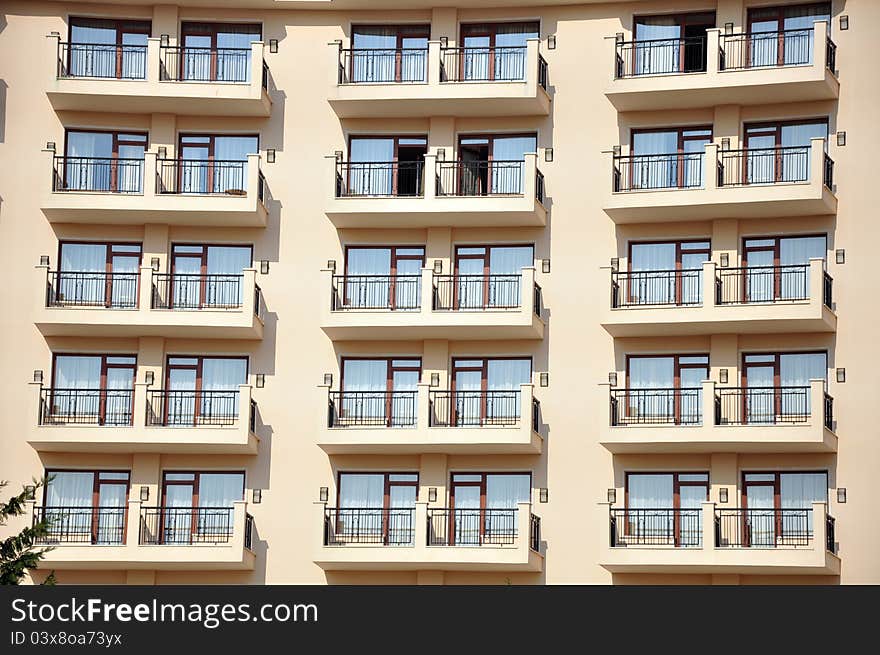 Windows facade and balconies on buildings gacade. Windows facade and balconies on buildings gacade