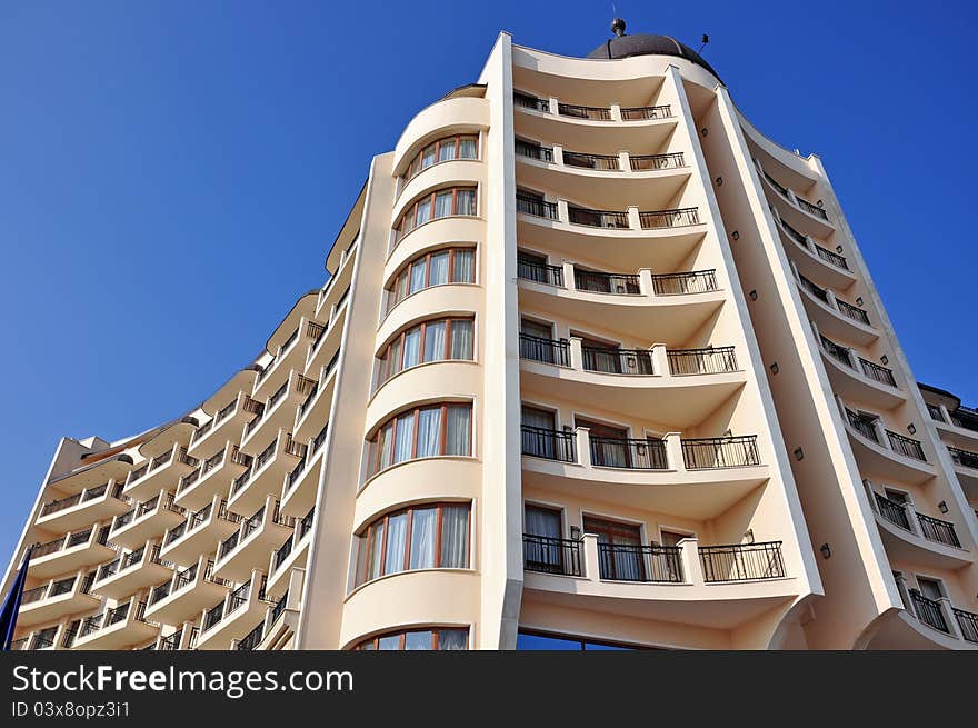 Helical curved hotel in the sky. Helical curved hotel in the sky