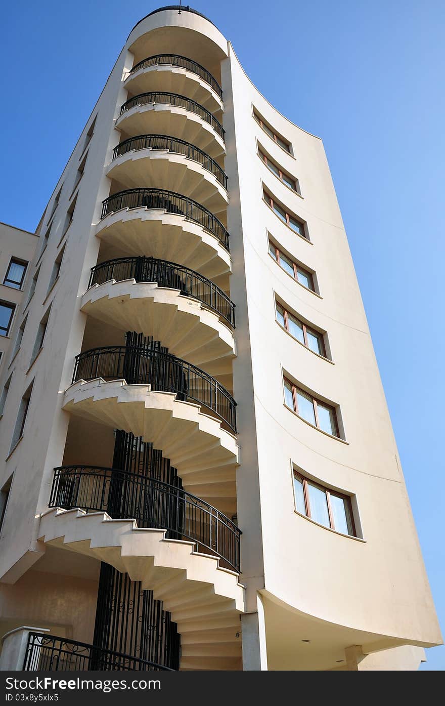 Helical stairs with metallic railing. Helical stairs with metallic railing