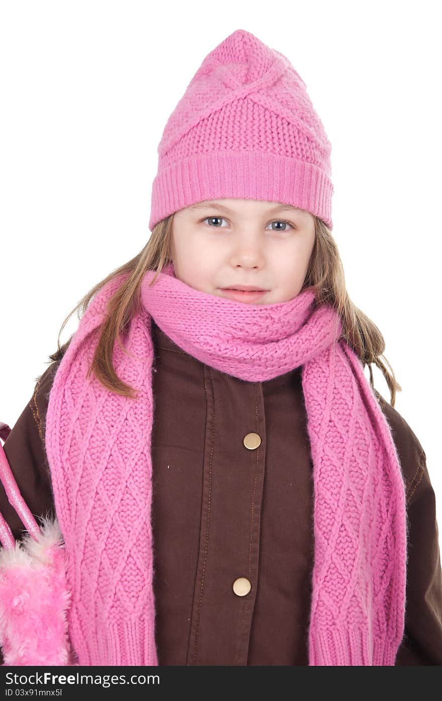 Beautiful little girl posing in studio