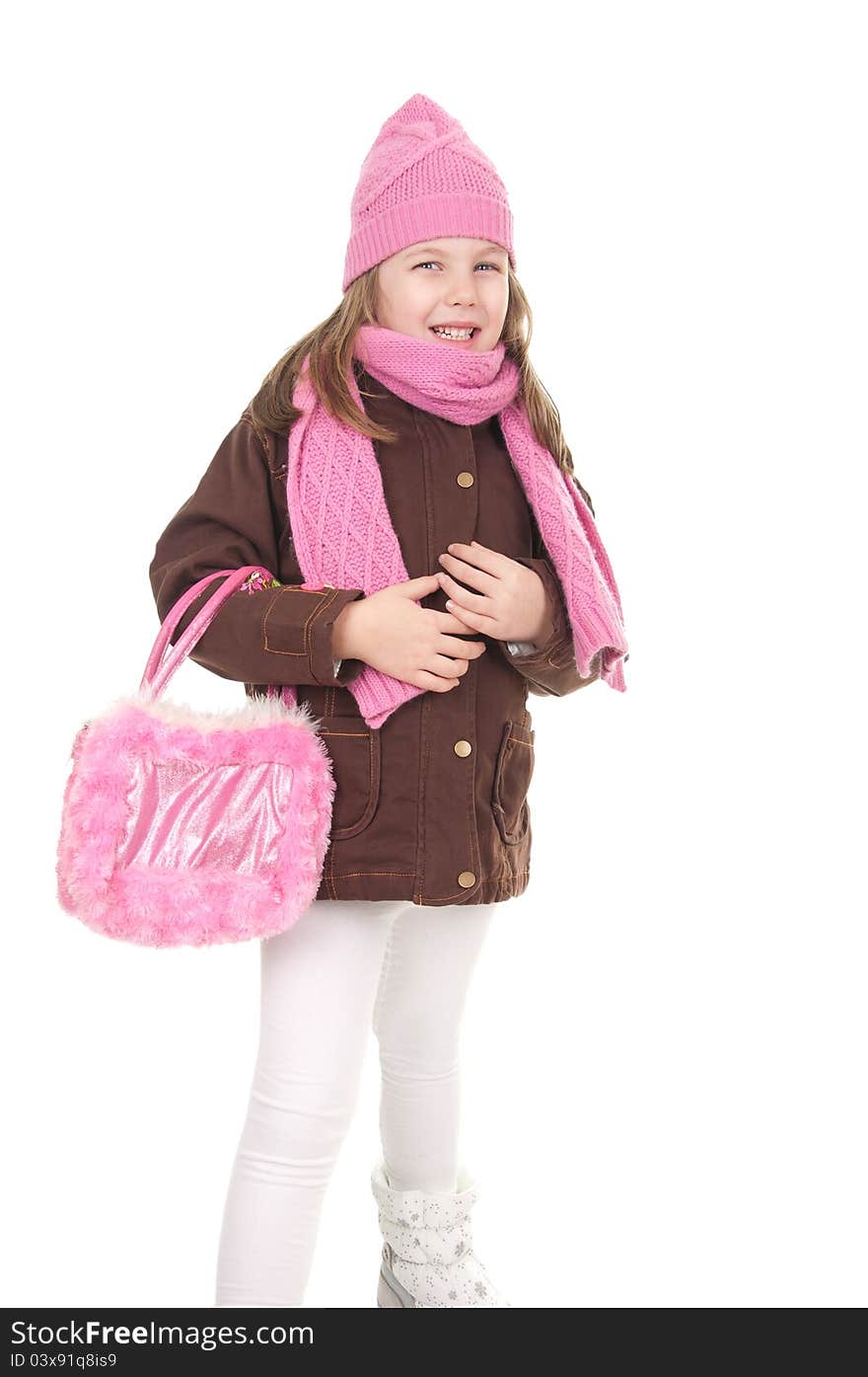 Beautiful little girl posing in studio