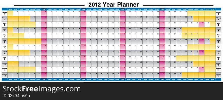 Just 2012 Year Planner, The vector file can be resized to any size you need with the needed resolution. Be free. Just 2012 Year Planner, The vector file can be resized to any size you need with the needed resolution. Be free