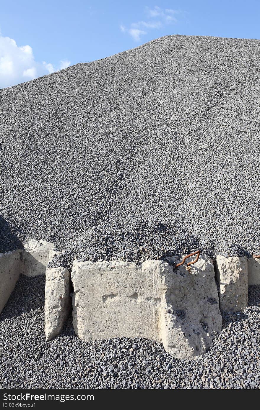 Gray gravel mound mountain for concrete making