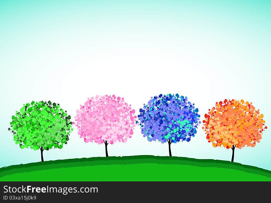 Colorful trees. For decoration, or background.