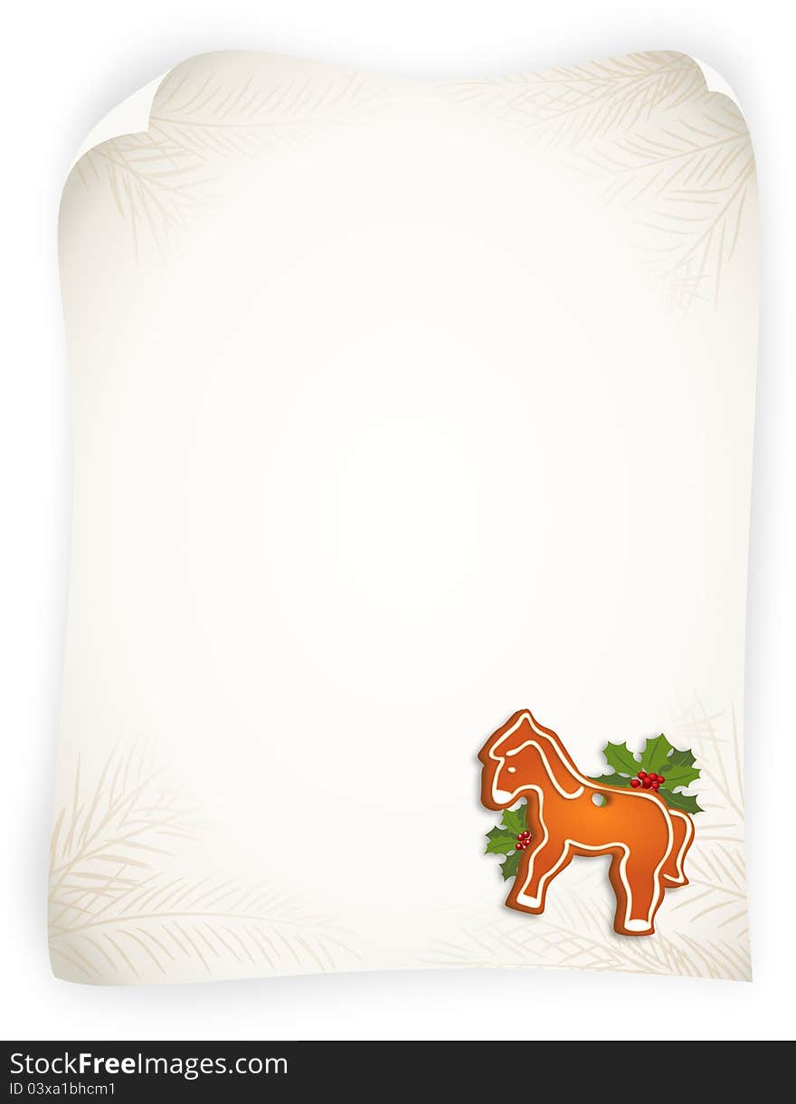 Empty vintage sheet with gingerbread horse