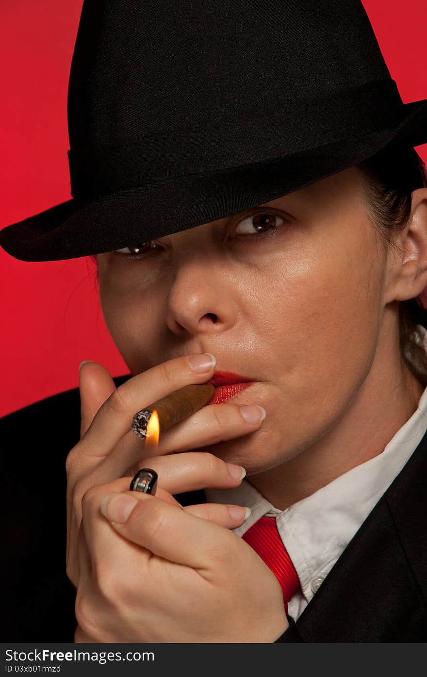 Woman with cigar