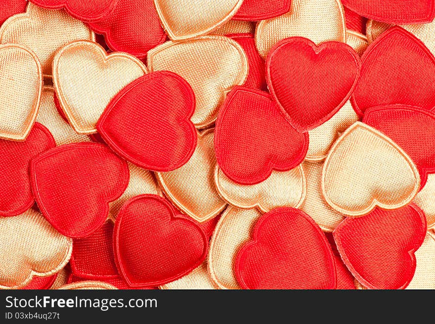 Mix of red and golden hearts. Mix of red and golden hearts