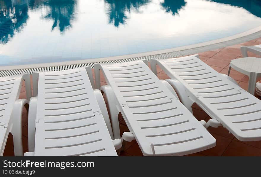 Sunbeds near the Swimming pool