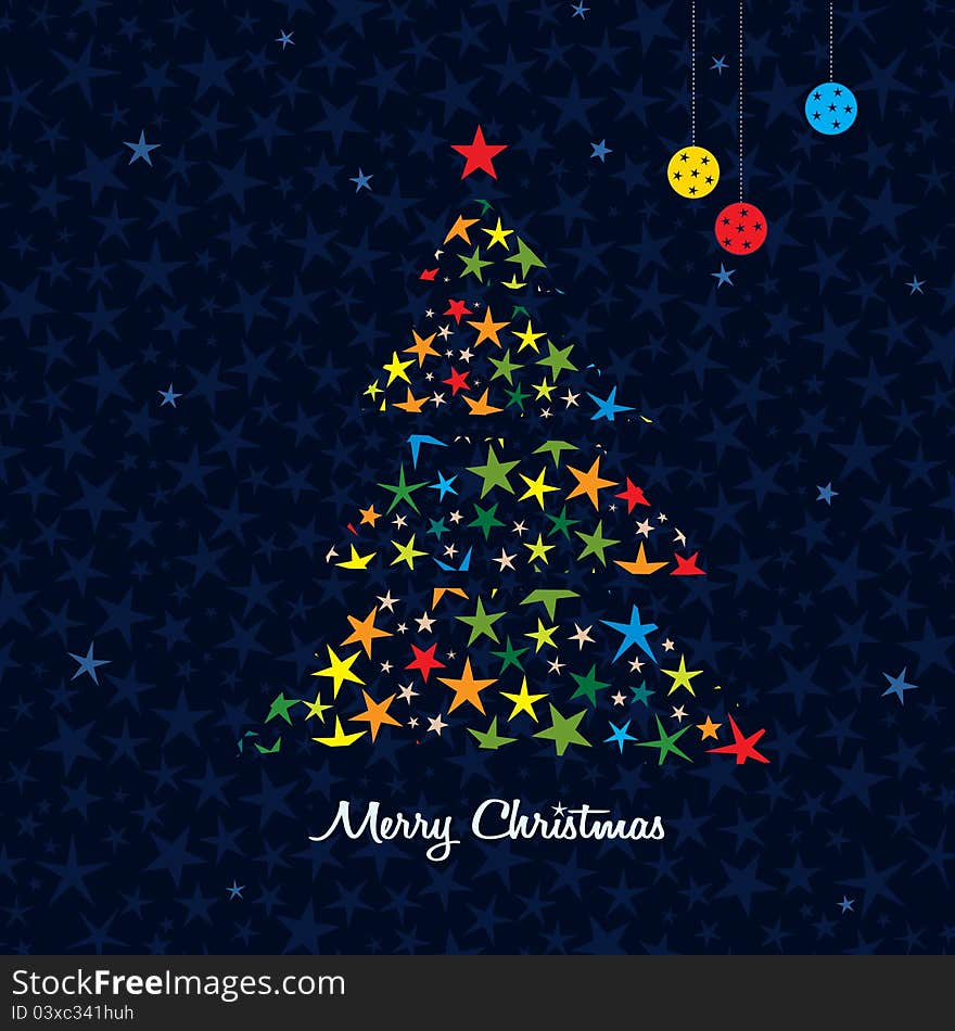 Colorful Christmas Tree Background. Vector.