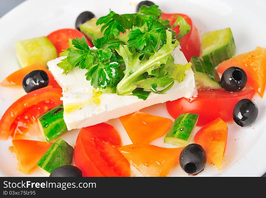 Vegetables salad with feta cheese. Vegetables salad with feta cheese