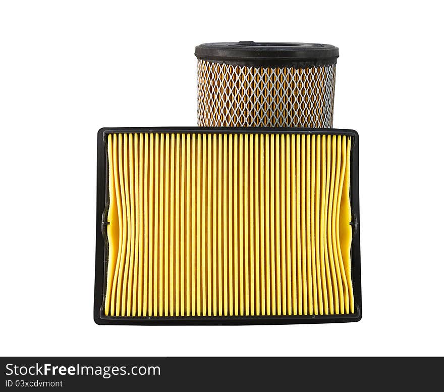 Close-up of a air filter isolated on white background