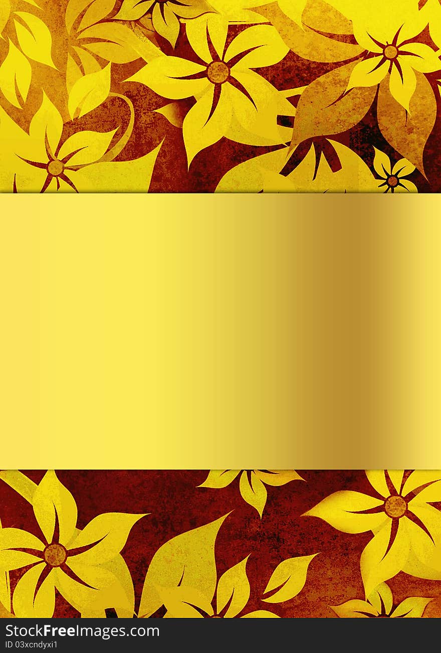 Elegant floral background with golden copy space. Elegant floral background with golden copy space