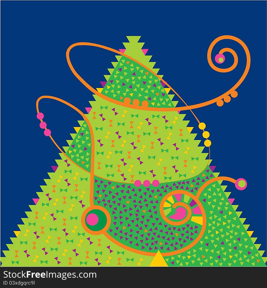 Greeting card with christmas tree. Greeting card with christmas tree