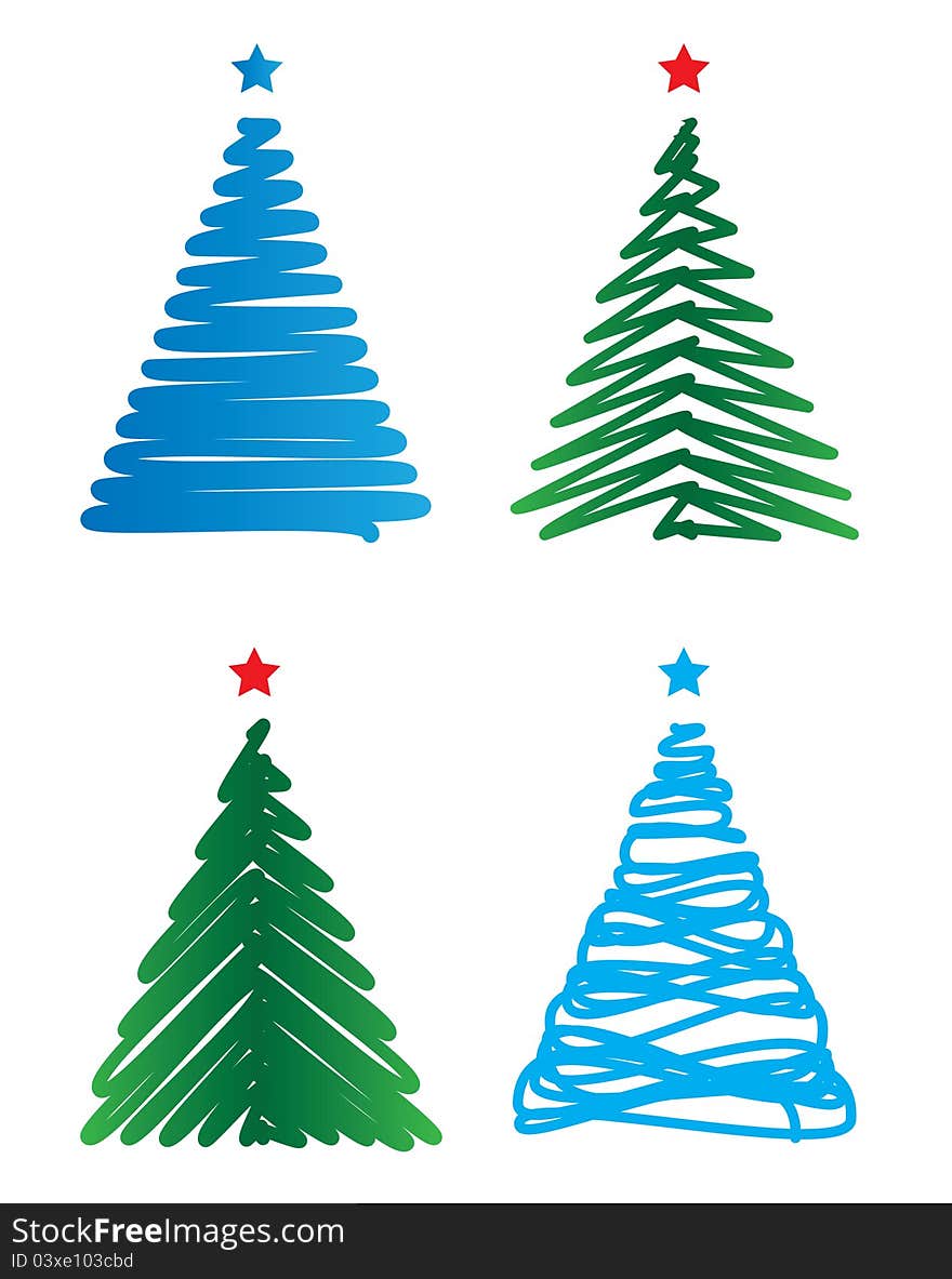 Set of stylized christmas trees