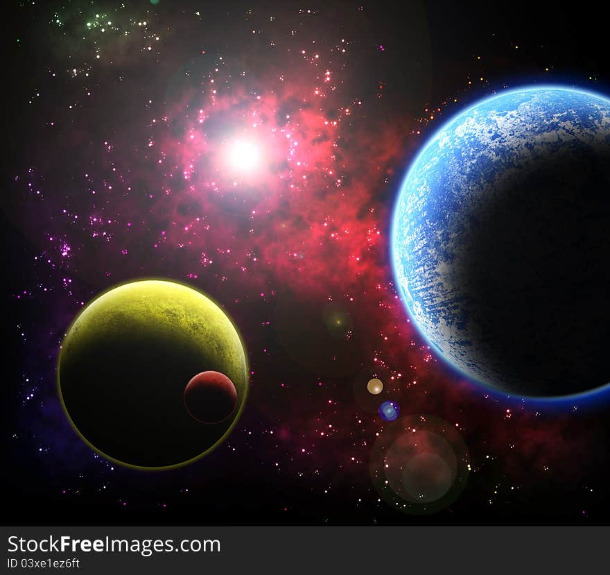 Nebular with planet in universe. Nebular with planet in universe