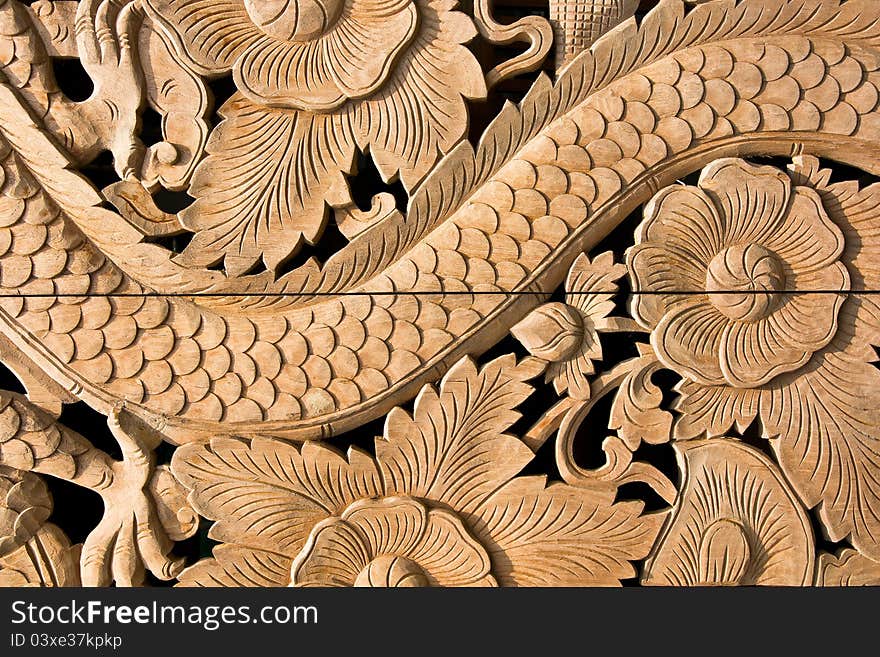 Carved wooden on wall