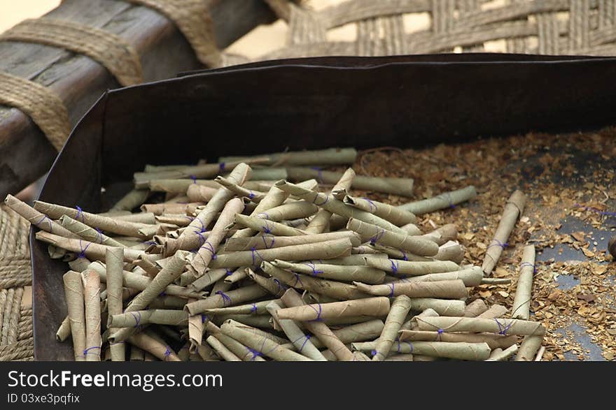 Indian cigarettes bindi, made by poor people in India