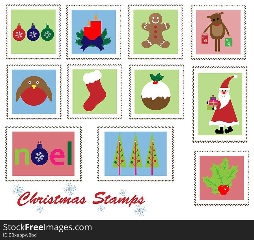 Christmas Stamps Set