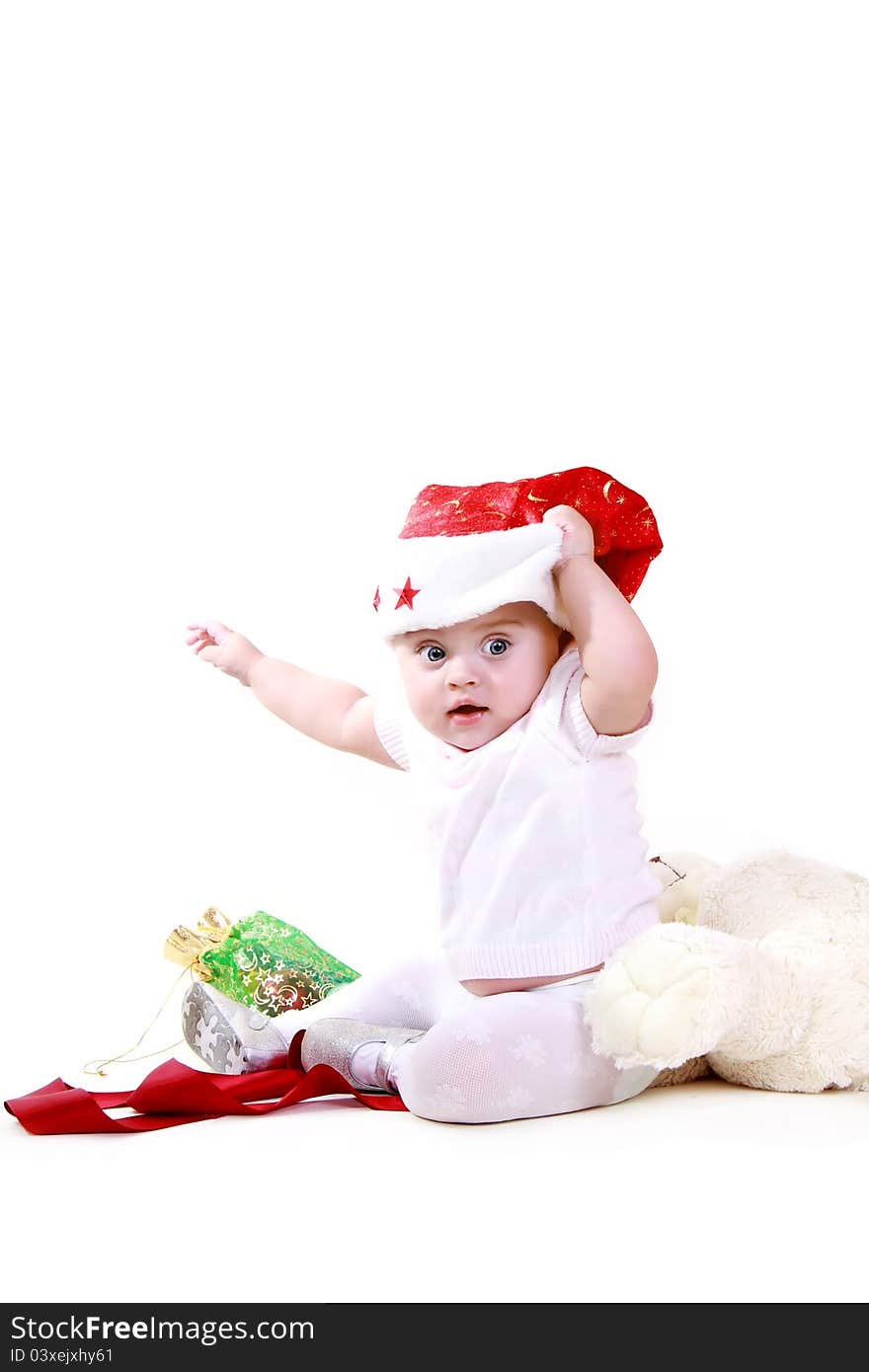 Small Santa Claus on a white background