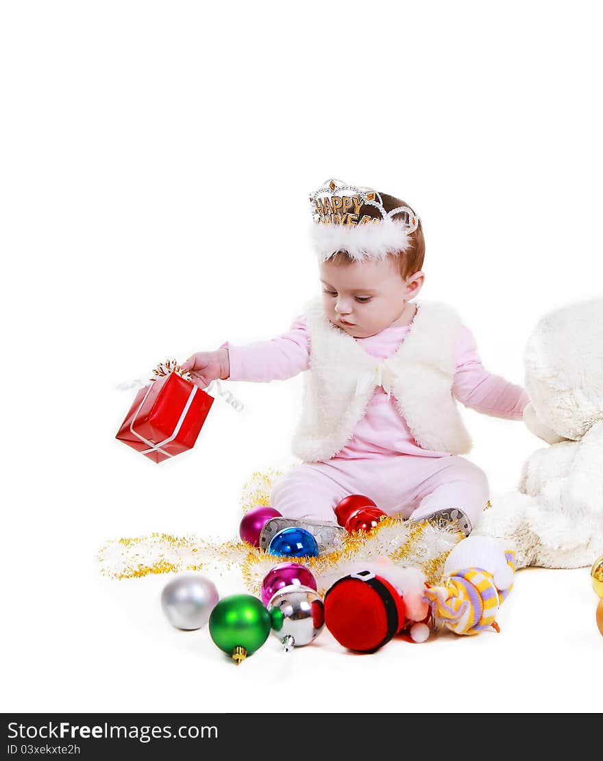 Little Girl With Christmas Decorations