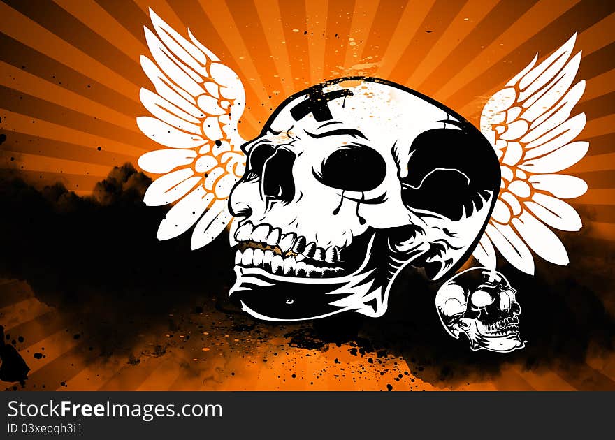 Skull with swing and beautifull background