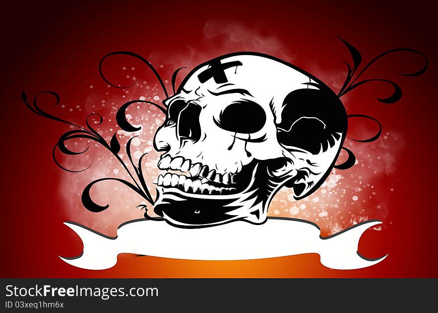 Skull with swing and beautifull background