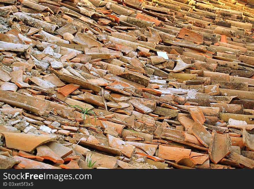 Broken roof tiles as a background