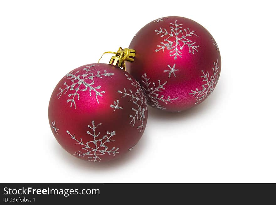 Christmas balls  on white